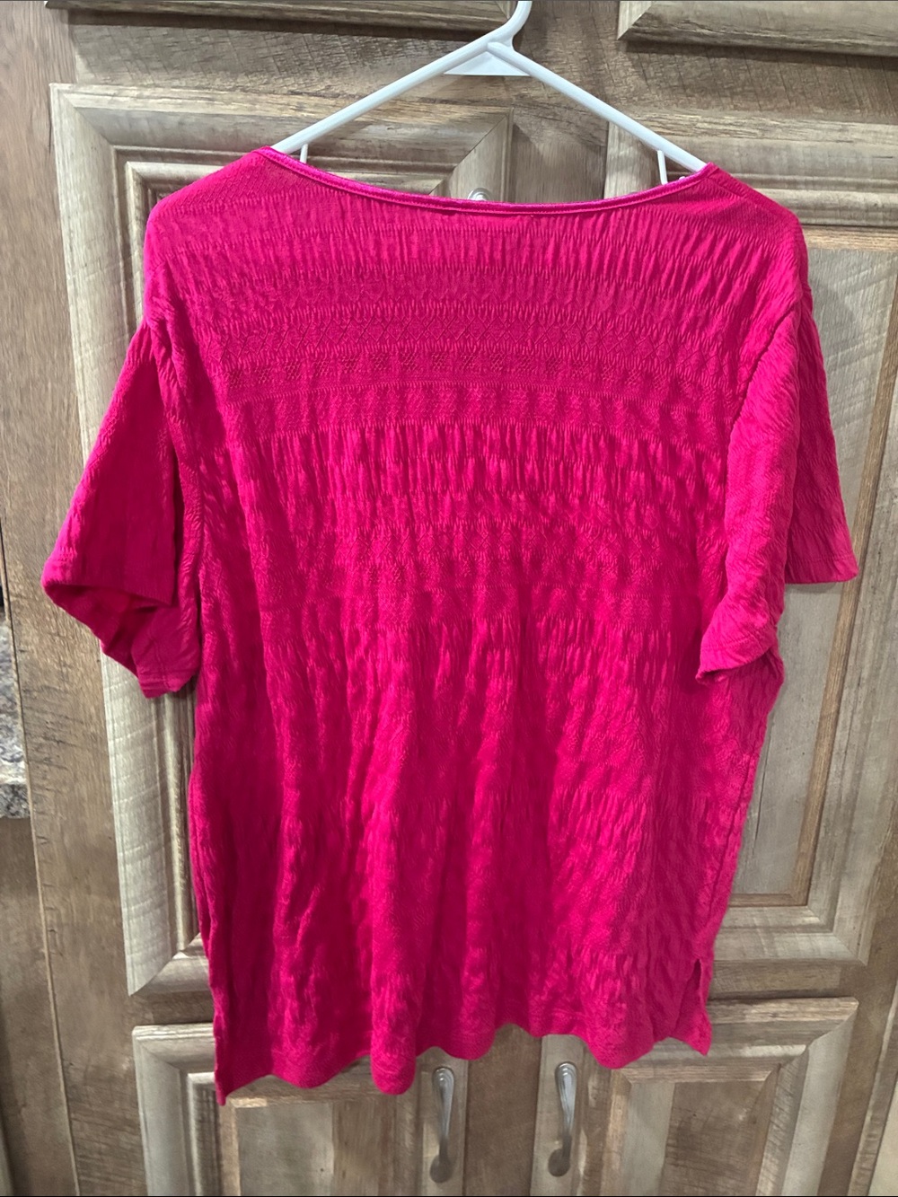 White Stag Hot Pink Textured Short Sleeve Scoop Neck Top